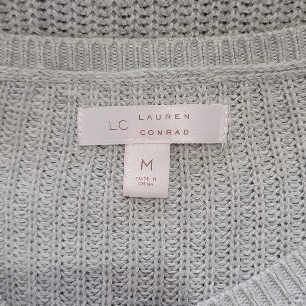 LC Lauren Conrad Swing Sweater Split Bell Sleeves with Bows Soft Gray Medium - Picture 6 of 7